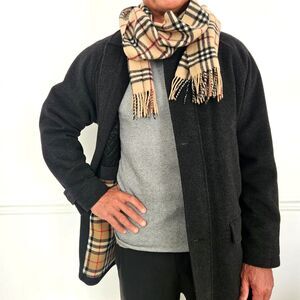 Burberry Black Wool Cashmere Nova Check Plaid Quilted Jacket Coat Mens Medium M